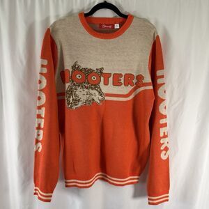New Shinesty Hooters Sweater Women's Medium Orange Knit Long Sleeve Crewneck